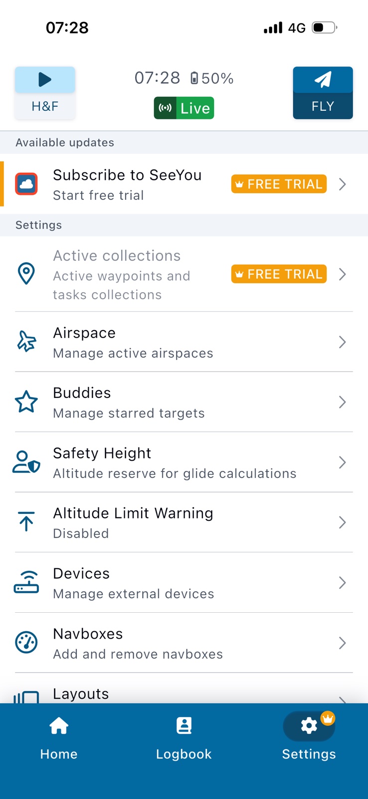 Settings Airspace